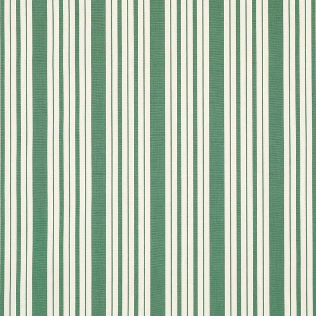 Schumacher X Mark D. Sikes Markie Stripe Fabric In Emerald For Sale