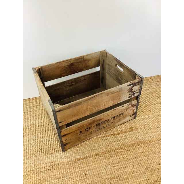 Vintage Rustic Farmhouse Style Wood Crate Vegetable Shipping Box For Sale - Image 4 of 9