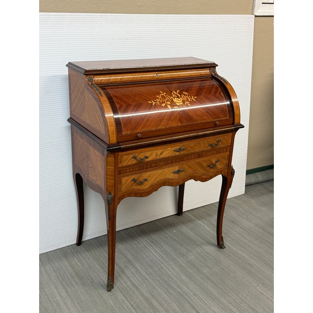 Early 20th Century Louis XV Style Roll Top Writing Desk For Sale - Image 5 of 12