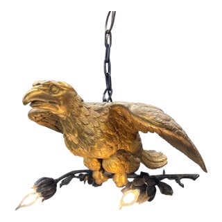 Museum Quality Carved Gold Gilt Eagle Chandelier For Sale
