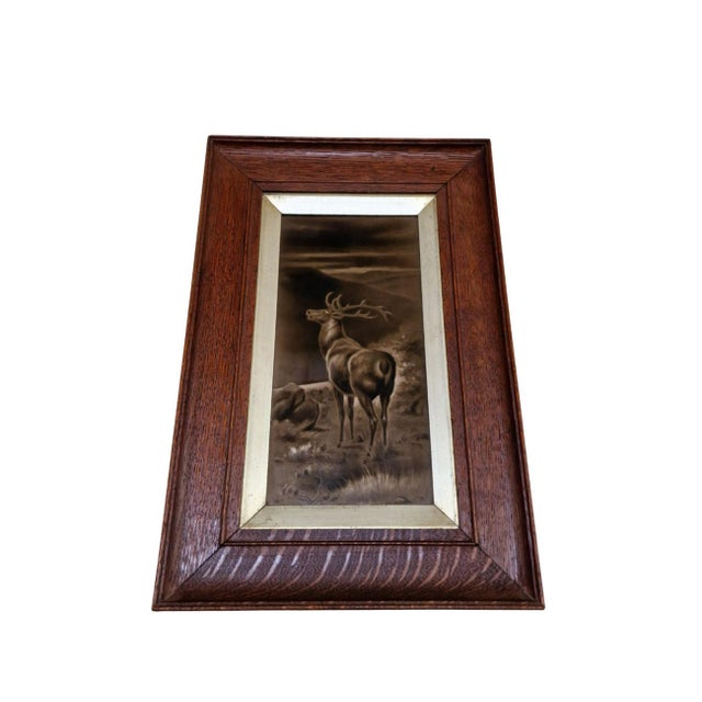 Paint Victorian Era Collectibles with Images of Deer, 1800s, Paintings, Framed, Set of 2 For Sale - Image 7 of 12