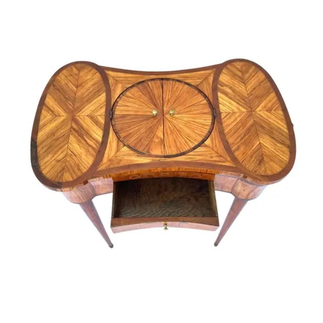 Mid 19th Century Louis XV Work Table With Marquetry Inlay and Swivel Top For Sale - Image 5 of 10