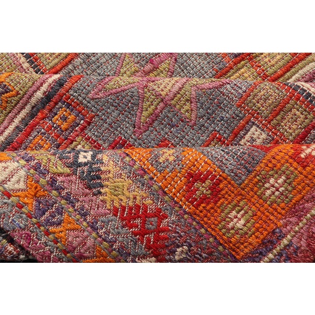 Vintage Turkish Kilim Rug With Intricate Geometric Motifs and Vibrant Hues 6'0 X 8'4 For Sale - Image 9 of 10