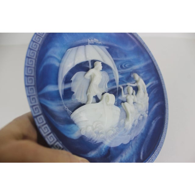 Blue “The Sirens" Plate From "The Voyage of Ulysses" Series by Alan Brunettin, by Incolay Studios in Lapis-Blue Incolay Cameo For Sale - Image 8 of 8