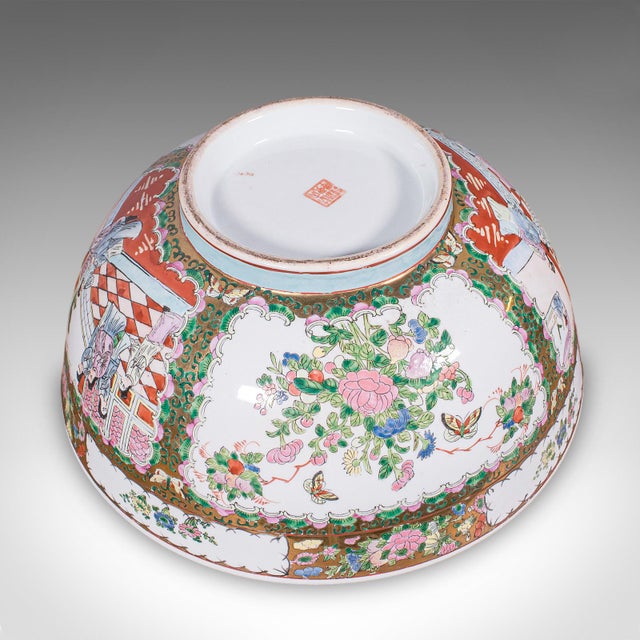 Large Vintage Famille Rose Fruit Bowl, Oriental, Ceramic, Display Dish, Art Deco For Sale - Image 10 of 10
