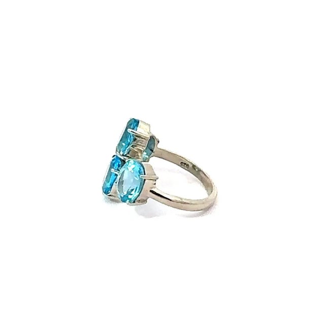 Not Yet Made - Made To Order 925 Sterling Silver Ring With Sparkling 9.59 CTW Blue Topaz 4 Stone in Prong Set - Size 8.5 For Sale - Image 5 of 13