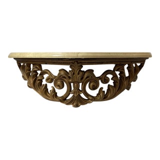 Vintage Turner Wall Shelf Sconce- Hollywood Regency Gold Gilt Wood and Plastic For Sale