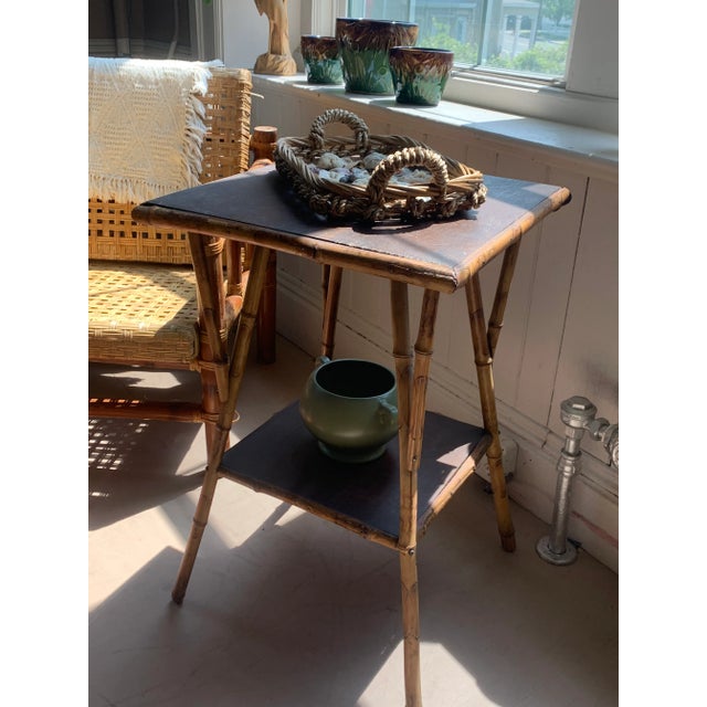 1930's 2-Tiered Bamboo and Oak Side Table For Sale In Boston - Image 6 of 12