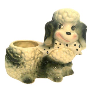 Ceramic Poodle Shawnee Dog Planter Hand Painted Porcelain Puppy Usa VTG MCM 1950s For Sale