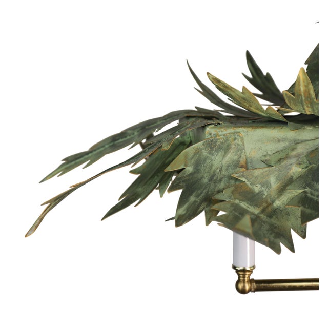 Wood A Vintage Hollywood Regency-Style Bamboo Palm Tree Chandelier. For Sale - Image 7 of 11