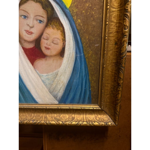 Mid 20th Century Original Mid-20th Century Mother With Child Painting For Sale - Image 5 of 8