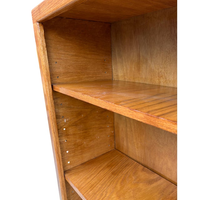 Mid-Century Modern Mid 20th Century Modern Solid Oak Low Bookshelf Bookcase For Sale - Image 3 of 7