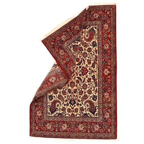 Hand-knotted Isfahan Oriental rug | Knot density: approx. 475.000/m² | Material: Wool/Cotton | Size: 225 x 148 cm | Color:...