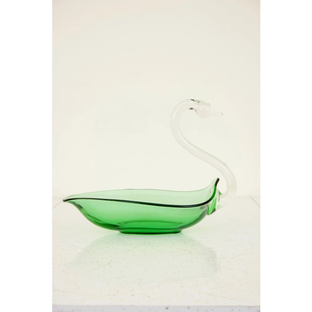Vintage Mid-Century Modern Glass Sculptural Swan Dish For Sale - Image 6 of 10