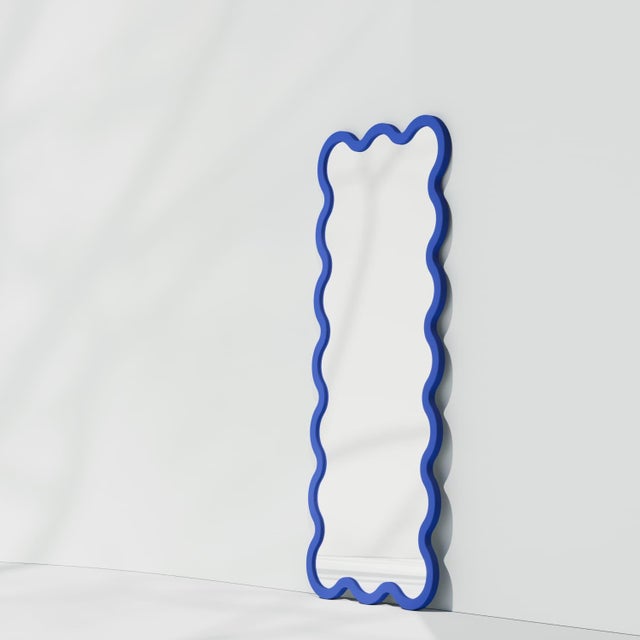 Wood Full Length Wavy Wall Hvyli 16 Mirror With Sculptural Frame by Oitoproducts For Sale - Image 7 of 18