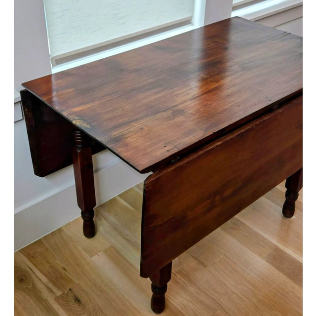 Antique Solid Wood Drop Leaf Gateleg Dining Table For Sale - Image 4 of 12