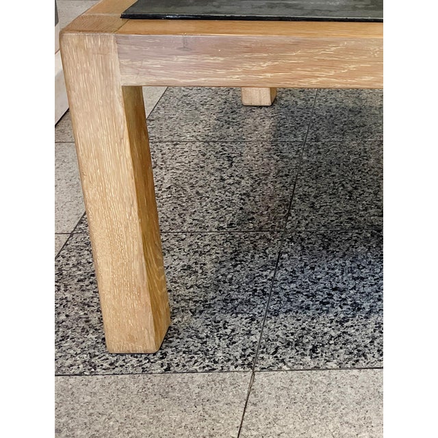 Vintage Oak & Steel Top Square Coffee Table For Sale - Image 10 of 12