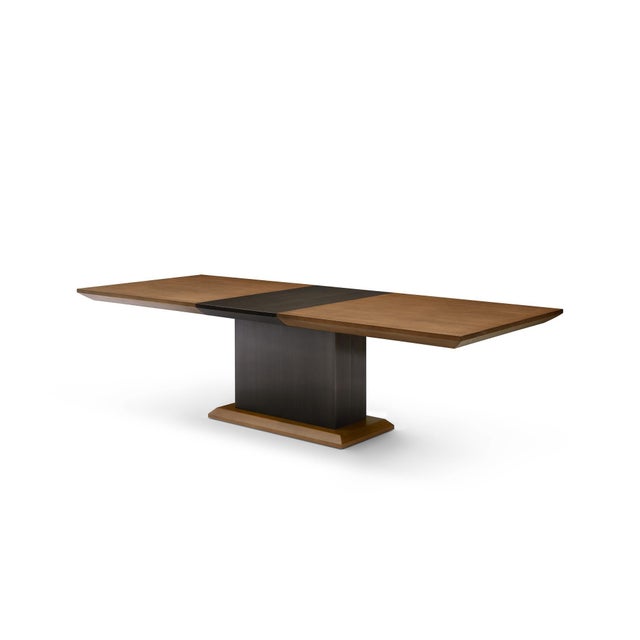 2010s Modern Greg Sheres Style Walnut and Bronze Extension Dining Table For Sale - Image 5 of 6
