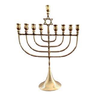 1990s Solid Brass Menorah For Sale