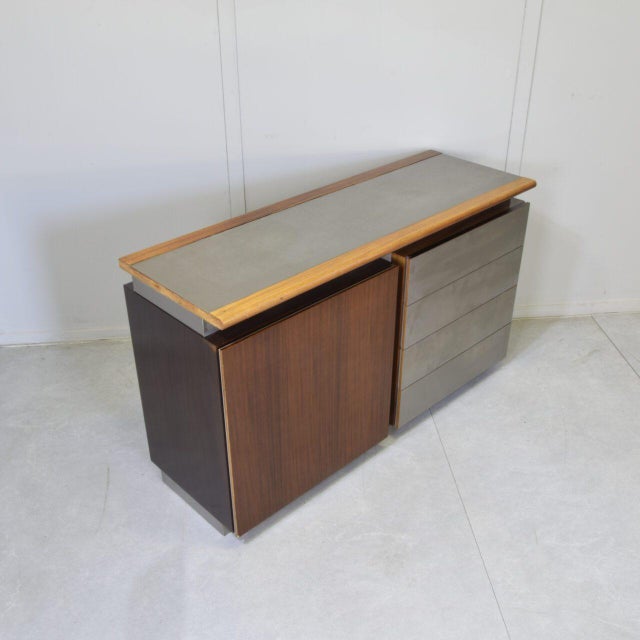 Wood Parioli Sideboard with Satin-Finished Steel by Giotto Stoppino for Acerbis, 1977 For Sale - Image 7 of 10
