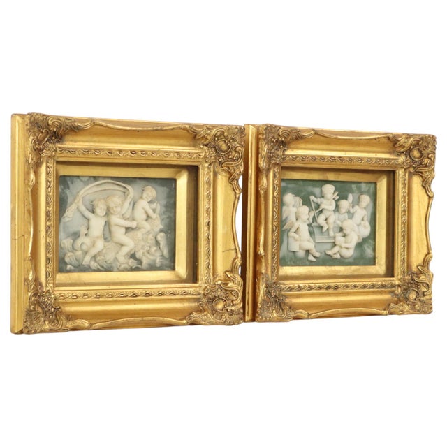 Vintage Framed Alabaster Plaques from Biggs and Sons London, 1950s, Set of 2 For Sale - Image 17 of 17