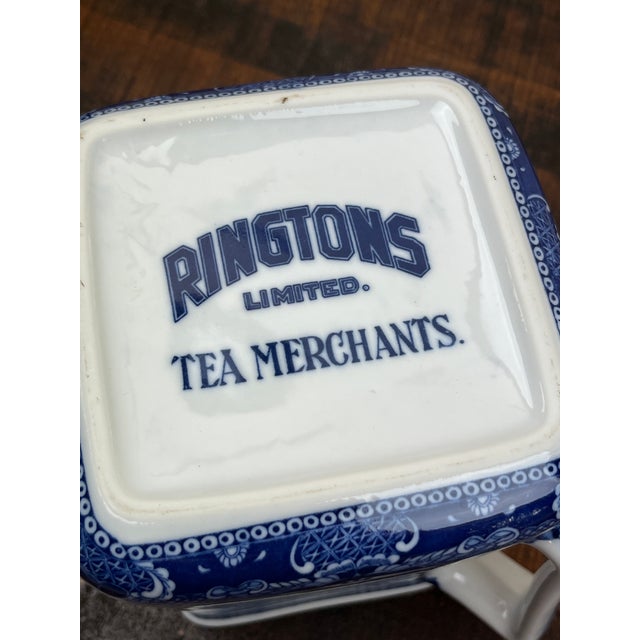 Chinese 1980s Blue Willow Teapot Ringtons LTD Tea Merchants Blue White Collectible For Sale - Image 3 of 13