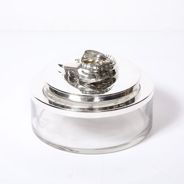 Mid-Century Silver Plate & Glass Caviar Service With Sculptural Sturgeon Handle For Sale In New York - Image 6 of 18