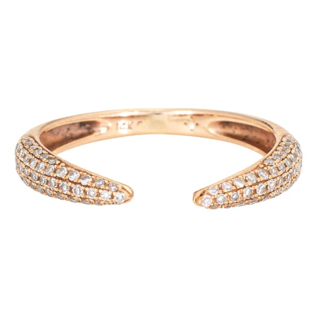 Diamond Claw Ring Size 5.75 Open Pave Band 14k Rose Gold Estate Fine Jewelry For Sale