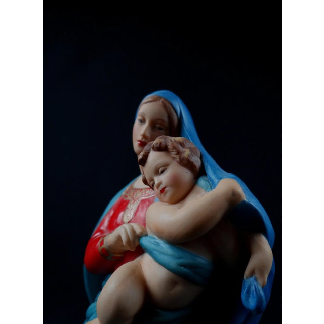 Ceramic Virgin and Child Statuette, 1980s For Sale - Image 10 of 12