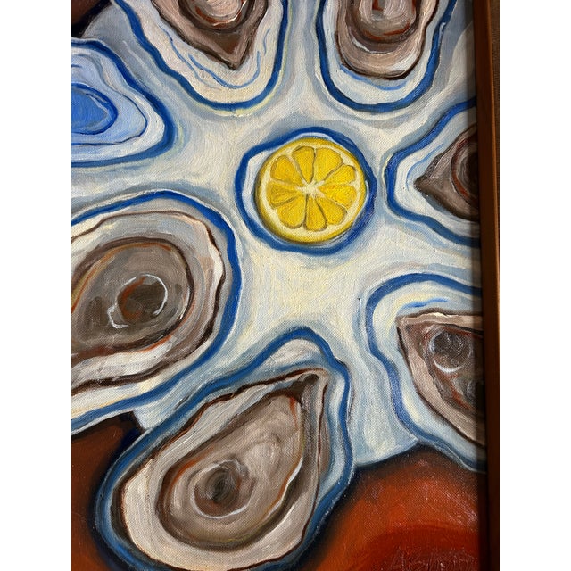 Original Framed Oil Painting of Oysters and Lemons by Alexandra Brown For Sale In Philadelphia - Image 6 of 8
