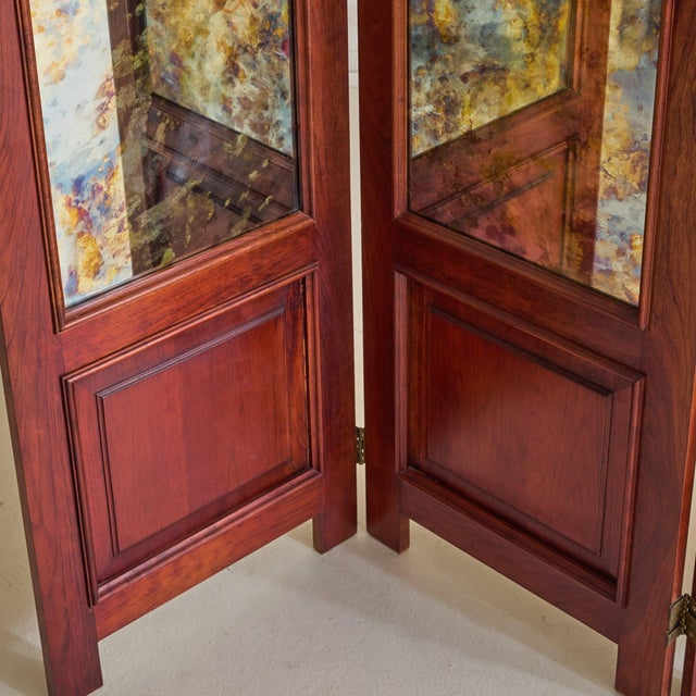 Vintage French Three-Panel Folding Screen + Antiqued Mirror Glass - 2 Available For Sale In Chicago - Image 6 of 11