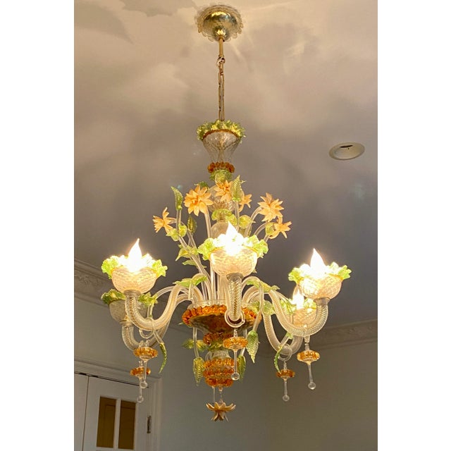 Glass 1940s Hand Blown Murano Glass Chandelier For Sale - Image 7 of 11