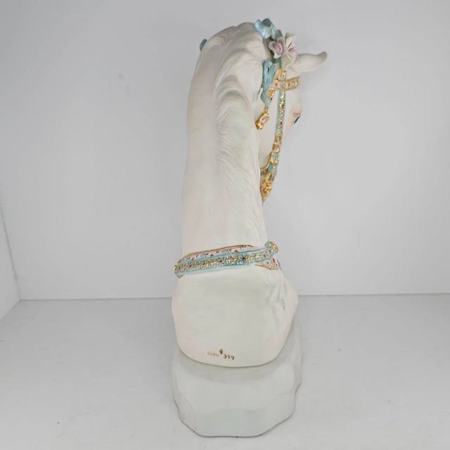 Figurative 1970s Cybis Porcelain Horse Head Bust Figurine Floral Accents Satin Decorated on Base For Sale - Image 3 of 9