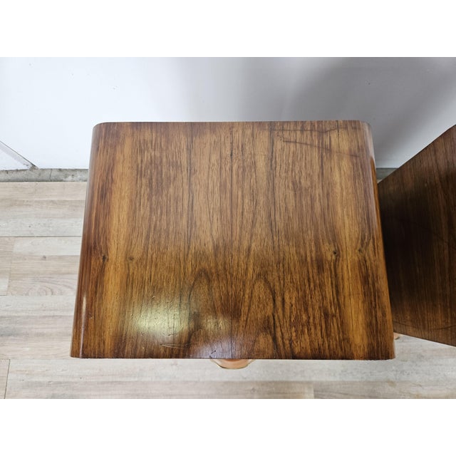 Art Deco Walnut Bedside Tables with Doors and Drawers, 1940s, Set of 2 For Sale - Image 6 of 18