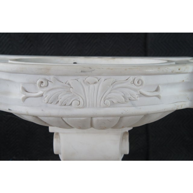 Mid 20th Century Italian Carerra Marble Neoclassical Bathroom Pedestal Sink Basin 32" For Sale - Image 5 of 12