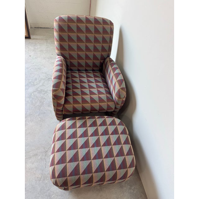 Textile Postmodern Hekman Dansen Contemporary Geometric Upholstered Lounge Chair/ Sold For Sale - Image 7 of 11