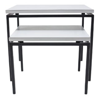 German Minimalist Side Tables on Black Square Frames, 1960s, Set of 2 For Sale