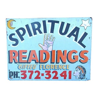 Vintage Hand-Painted Spiritual Readings Sign For Sale