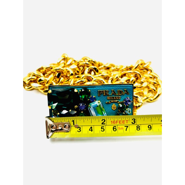 Fabulous & Rare Prada Gemstone Buckle & Gold Chain Belt For Sale - Image 11 of 11
