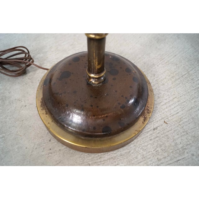 Antique Faux Bamboo in Brass & Leather Floor Lamp For Sale - Image 12 of 12