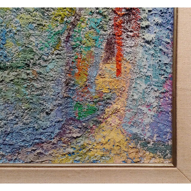 Manuel De Arce 1970s Pointillism Oil Painting, Nude Female in Lavatory For Sale In Los Angeles - Image 6 of 11