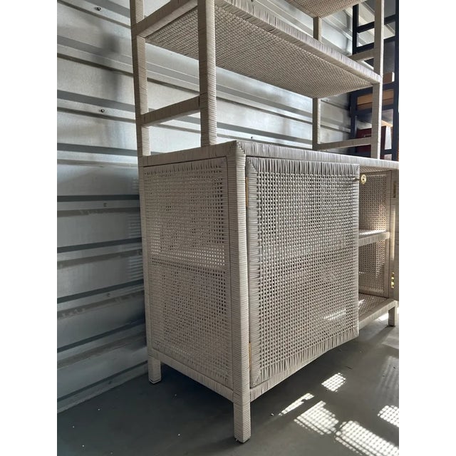Gray Wrapped Rattan Bookcase Etagere For Sale - Image 10 of 11