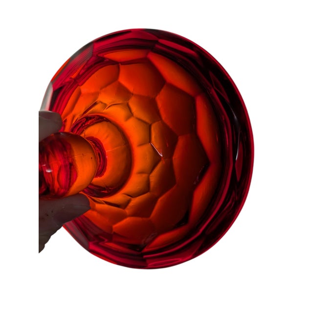 Viking Glass Company 1960's Viking Glass Ruby Red Lidded Georgian Candy Dish 9.25" For Sale - Image 4 of 7