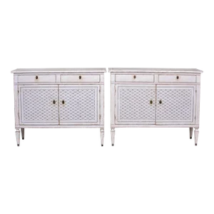 Mid 19th Century Italian Bologna Region White Painted Cabinets - Pair