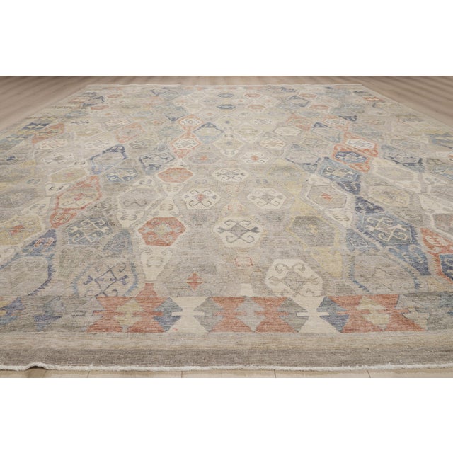 Contemporary Indian Oushak Rug, 11'07 X 14'09 For Sale - Image 9 of 10