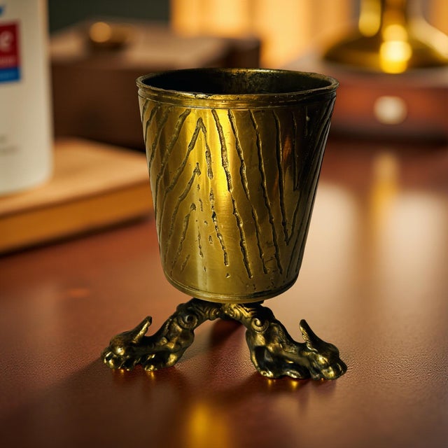 Antique Footed Planter With a Textured Finish and a Stand With Dragon Feet. For Sale - Image 4 of 16