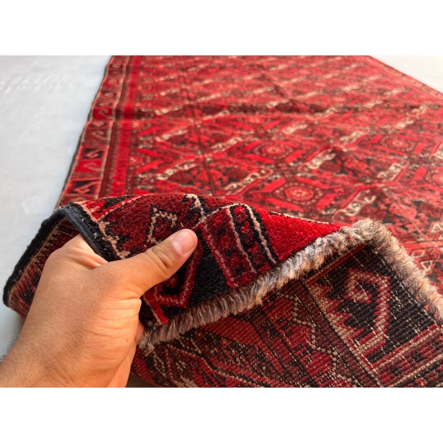 Vintage Afghan Bashiri Turkmen Ikat-Lattice Rug - 7'0" X 4'2" For Sale - Image 12 of 14