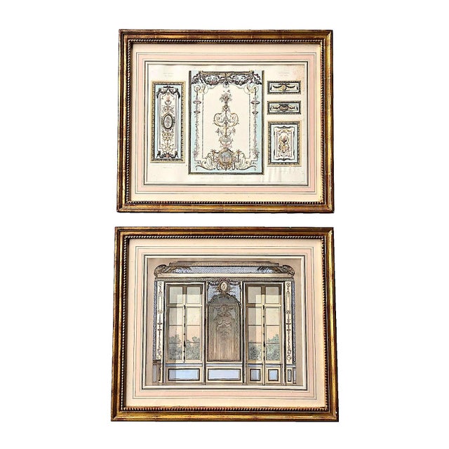 19th Century French Architectural Engravings Framed, Set of 2 For Sale In Miami - Image 6 of 12