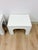 Paint Vintage Side Tables White Painted Parquet Faux Bamboo Regency Pair Accent Tables For Sale - Image 7 of 10