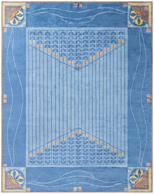 Viennese Inspired Blue Hand-Knotted Wool Rug by Doris Leslie Blau